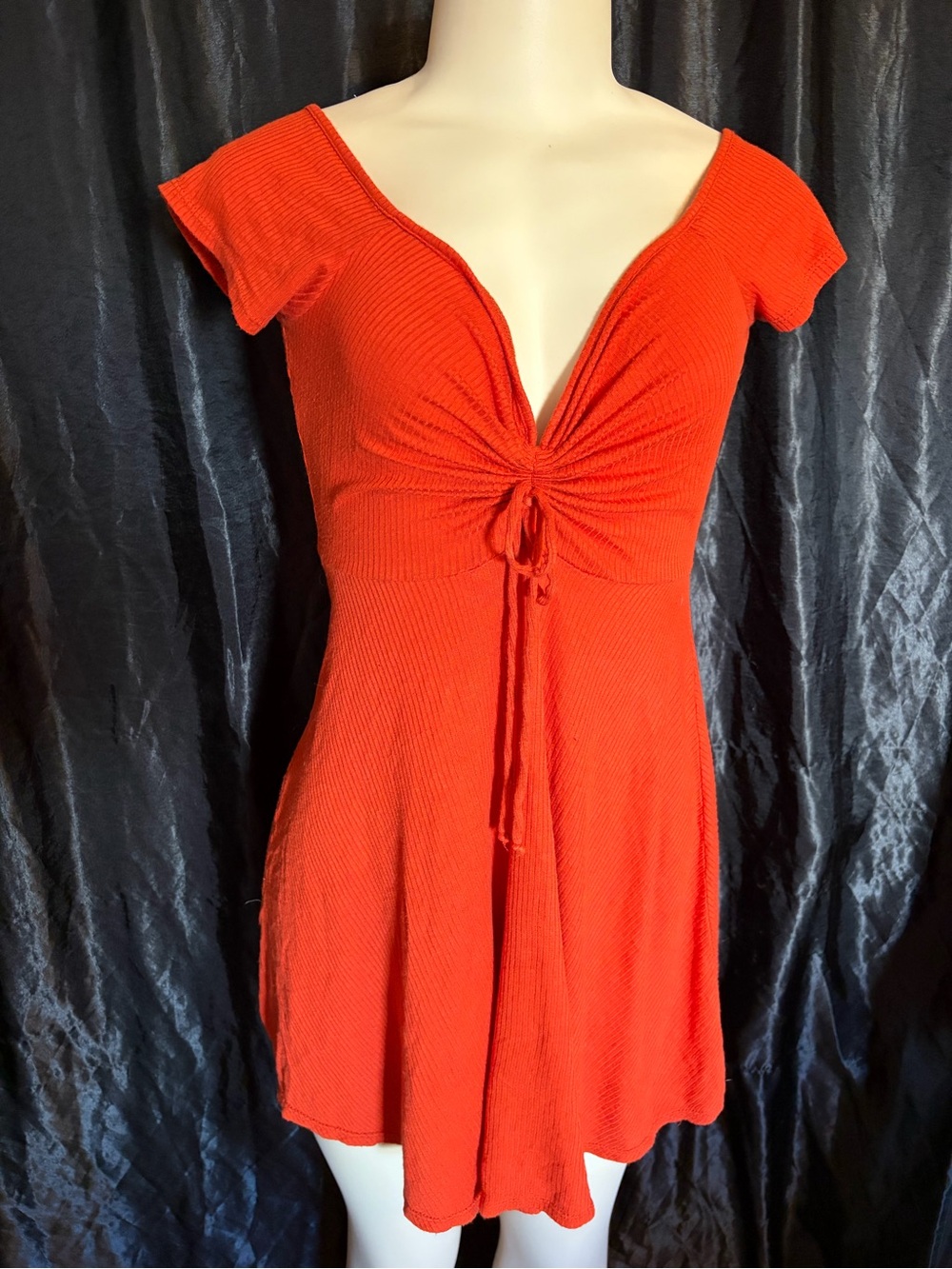Rolla Coster Orange Tie-Front V-Neck Mini Dress